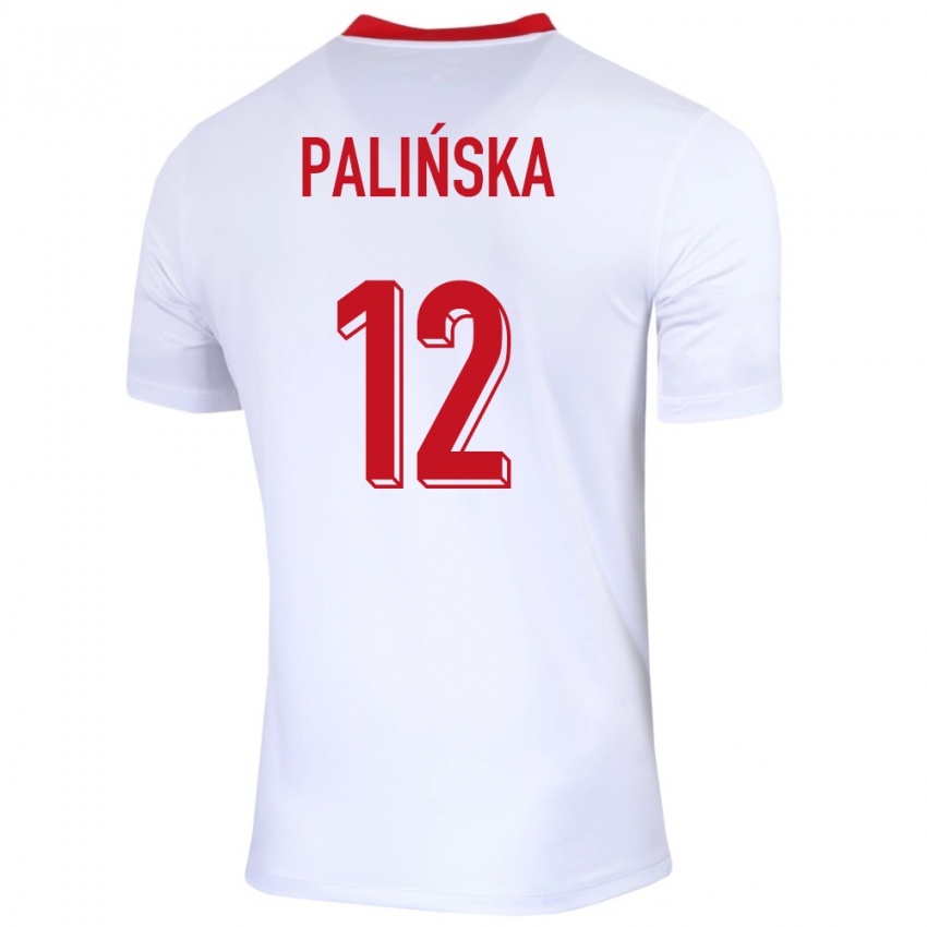 Børn Polen Anna Palinska #12 Hvid Hjemmebane Spillertrøjer 24-26 Trøje T-Shirt