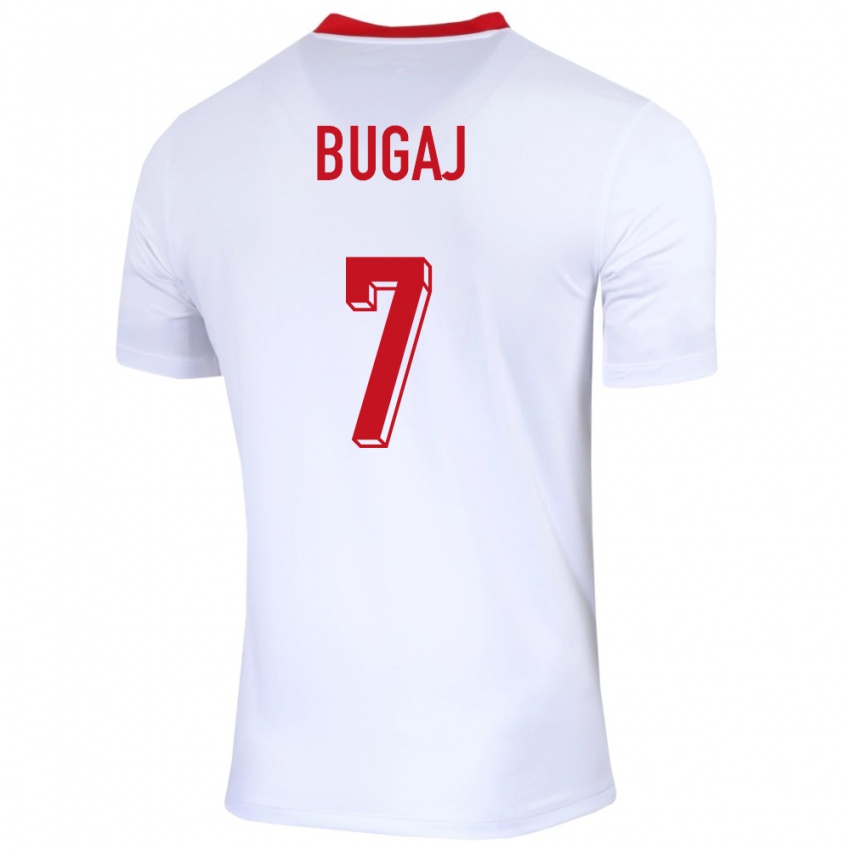 Børn Polen Dawid Bugaj #7 Hvid Hjemmebane Spillertrøjer 24-26 Trøje T-Shirt