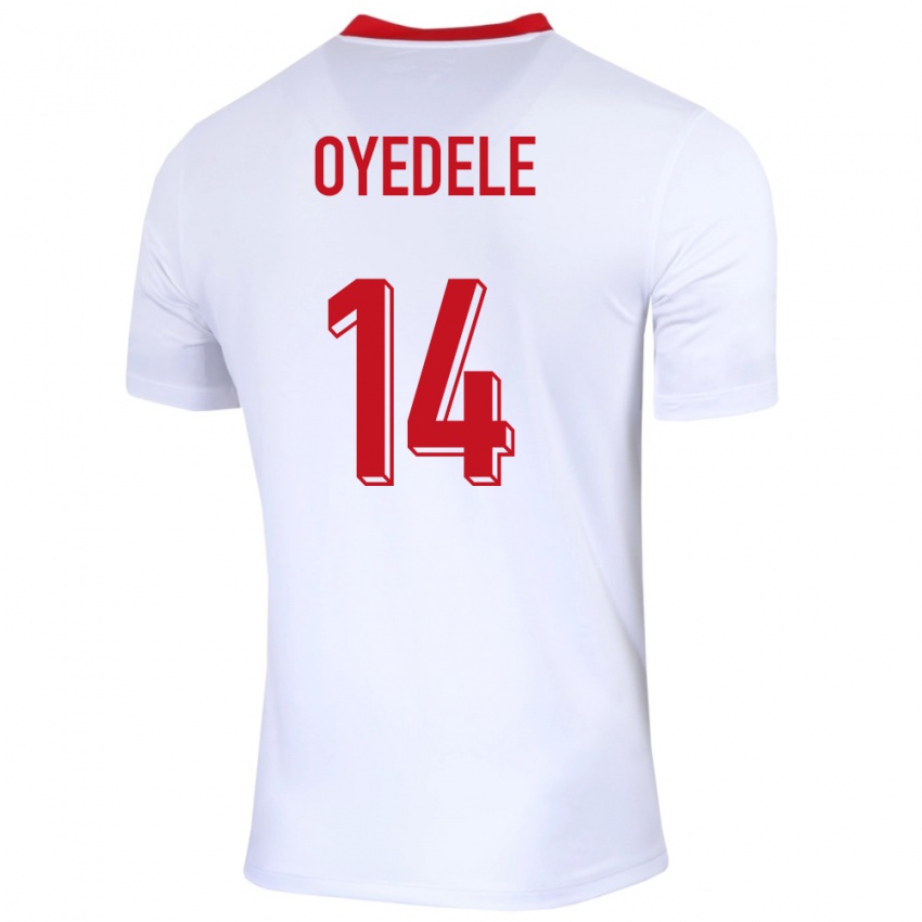 Børn Polen Maximillian Oyedele #14 Hvid Hjemmebane Spillertrøjer 24-26 Trøje T-Shirt