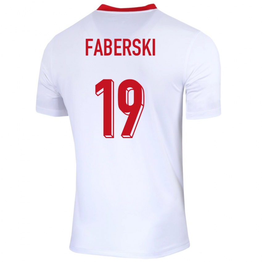 Børn Polen Jan Faberski #19 Hvid Hjemmebane Spillertrøjer 24-26 Trøje T-Shirt