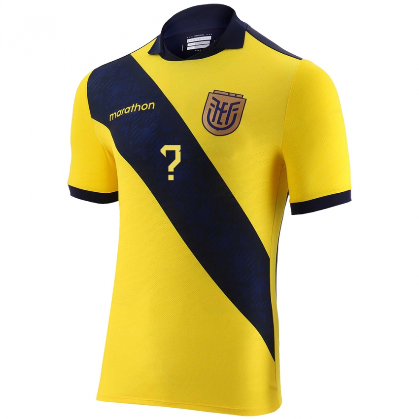 Børn Ecuador Dit Navn #0 Gul Hjemmebane Spillertrøjer 24-26 Trøje T-Shirt