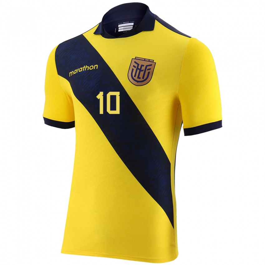 Børn Ecuador Joselyn Espinales #10 Gul Hjemmebane Spillertrøjer 24-26 Trøje T-Shirt