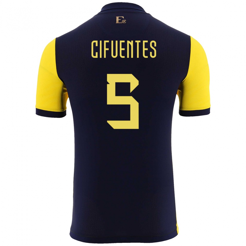 Børn Ecuador Jose Cifuentes #5 Gul Hjemmebane Spillertrøjer 24-26 Trøje T-Shirt