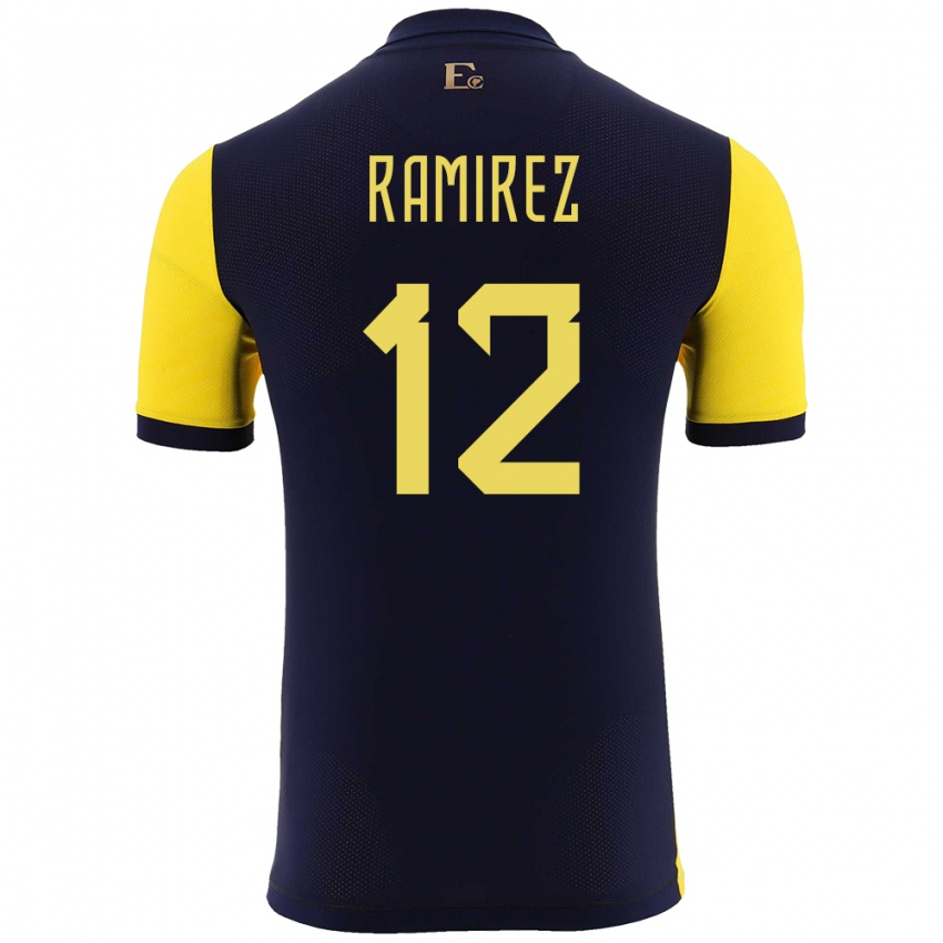 Børn Ecuador Moises Ramirez #12 Gul Hjemmebane Spillertrøjer 24-26 Trøje T-Shirt