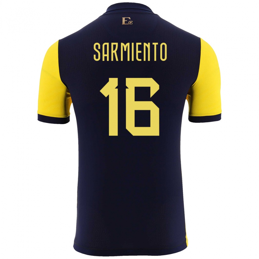 Børn Ecuador Jeremy Sarmiento #16 Gul Hjemmebane Spillertrøjer 24-26 Trøje T-Shirt