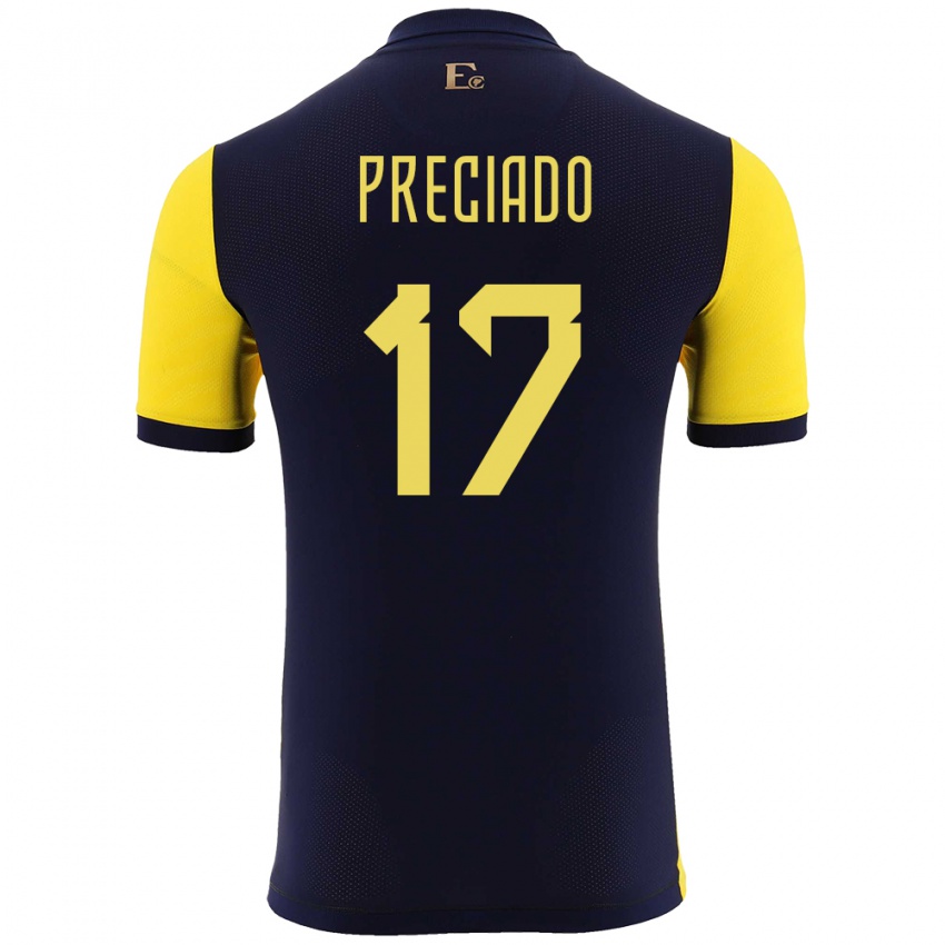 Børn Ecuador Angelo Preciado #17 Gul Hjemmebane Spillertrøjer 24-26 Trøje T-Shirt