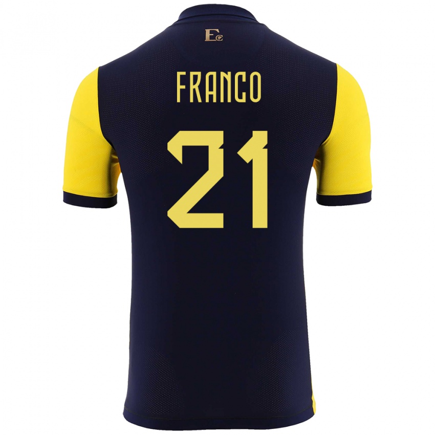 Børn Ecuador Alan Franco #21 Gul Hjemmebane Spillertrøjer 24-26 Trøje T-Shirt