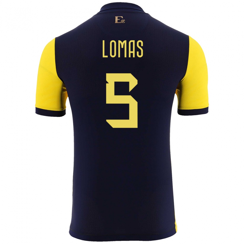 Børn Ecuador Ariana Lomas #5 Gul Hjemmebane Spillertrøjer 24-26 Trøje T-Shirt