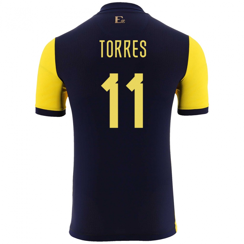 Børn Ecuador Ambar Torres #11 Gul Hjemmebane Spillertrøjer 24-26 Trøje T-Shirt