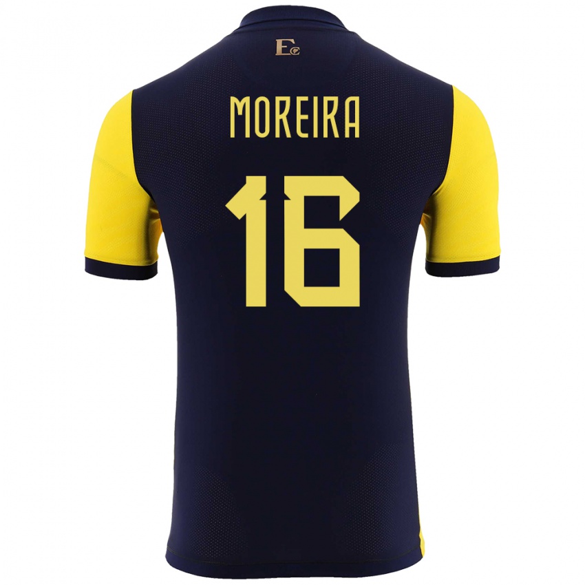 Børn Ecuador Ligia Moreira #16 Gul Hjemmebane Spillertrøjer 24-26 Trøje T-Shirt