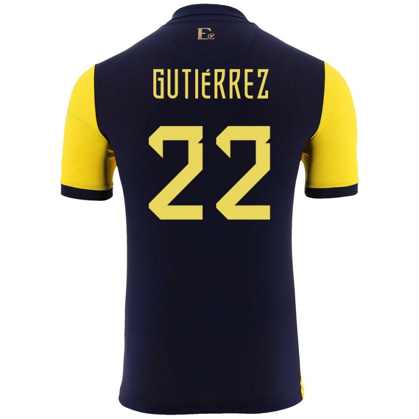 Børn Ecuador Melanie Gutierrez #22 Gul Hjemmebane Spillertrøjer 24-26 Trøje T-Shirt