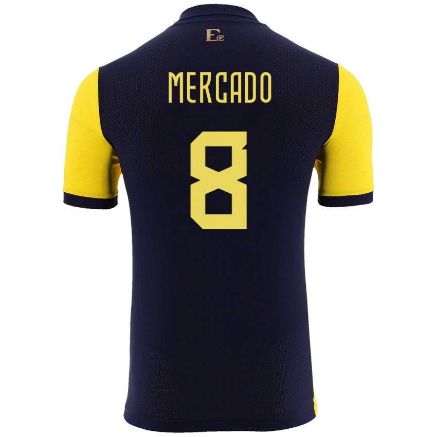 Børn Ecuador Patrik Mercado #8 Gul Hjemmebane Spillertrøjer 24-26 Trøje T-Shirt