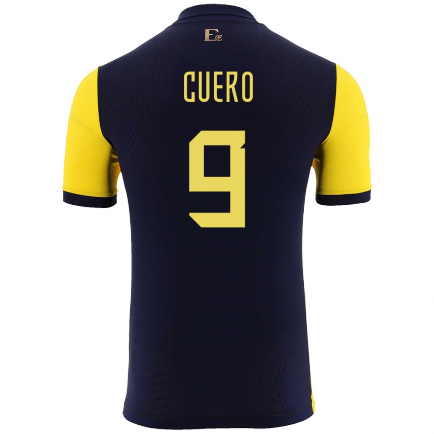 Børn Ecuador Justin Cuero #9 Gul Hjemmebane Spillertrøjer 24-26 Trøje T-Shirt