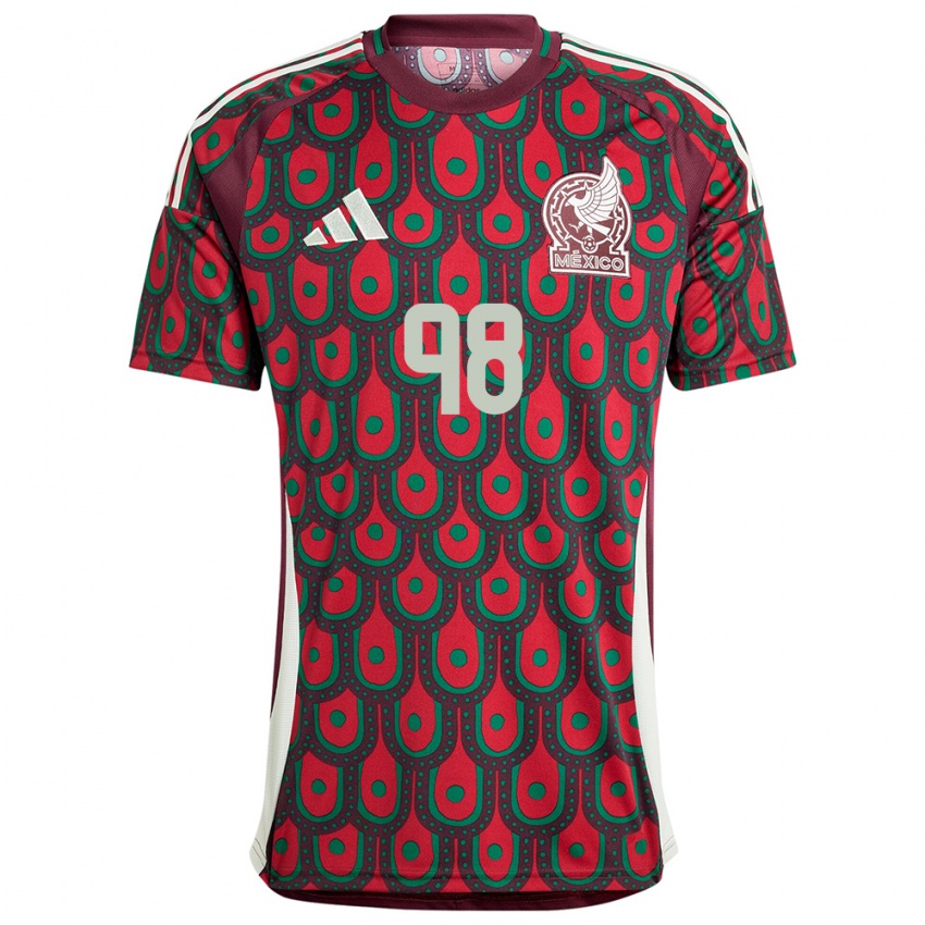 Børn Mexico Kinberly Guzman #98 Rødbrun Hjemmebane Spillertrøjer 24-26 Trøje T-Shirt