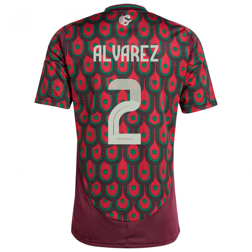 Børn Mexico Kevin Alvarez #2 Rødbrun Hjemmebane Spillertrøjer 24-26 Trøje T-Shirt