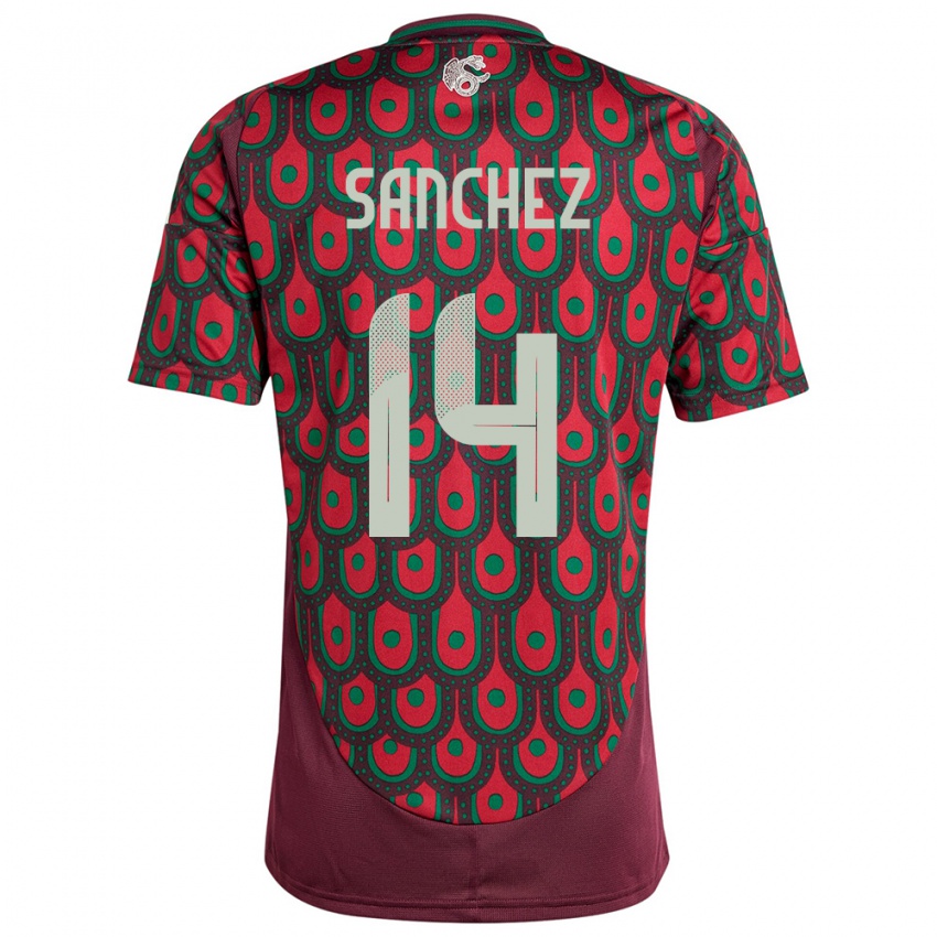 Børn Mexico Erick Sanchez #14 Rødbrun Hjemmebane Spillertrøjer 24-26 Trøje T-Shirt