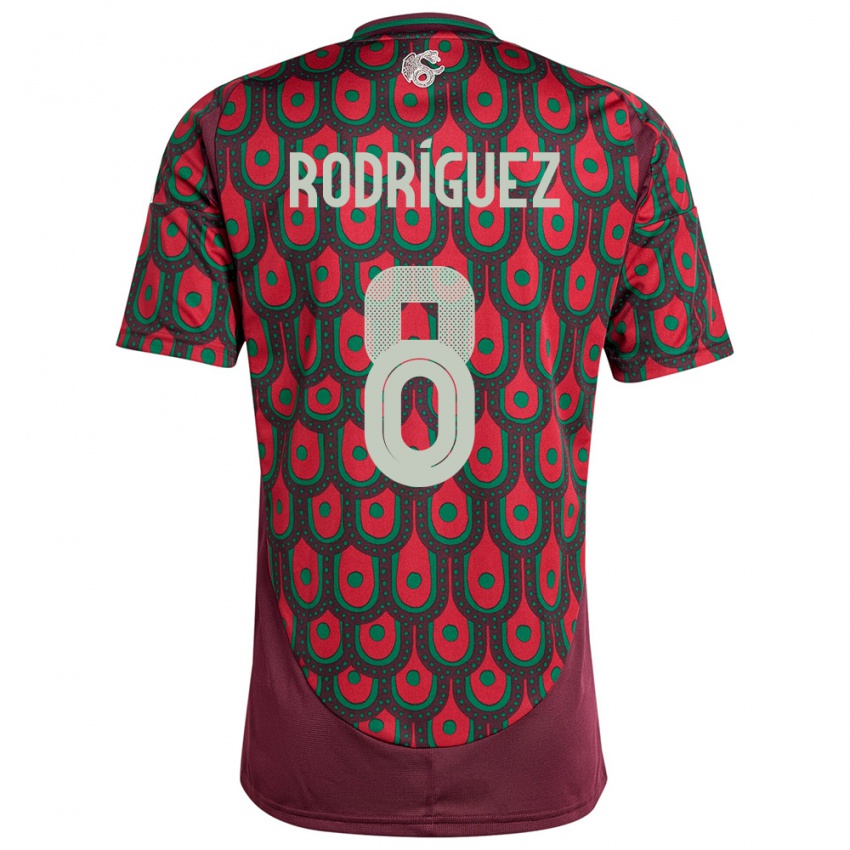 Børn Mexico Carlos Rodriguez #8 Rødbrun Hjemmebane Spillertrøjer 24-26 Trøje T-Shirt