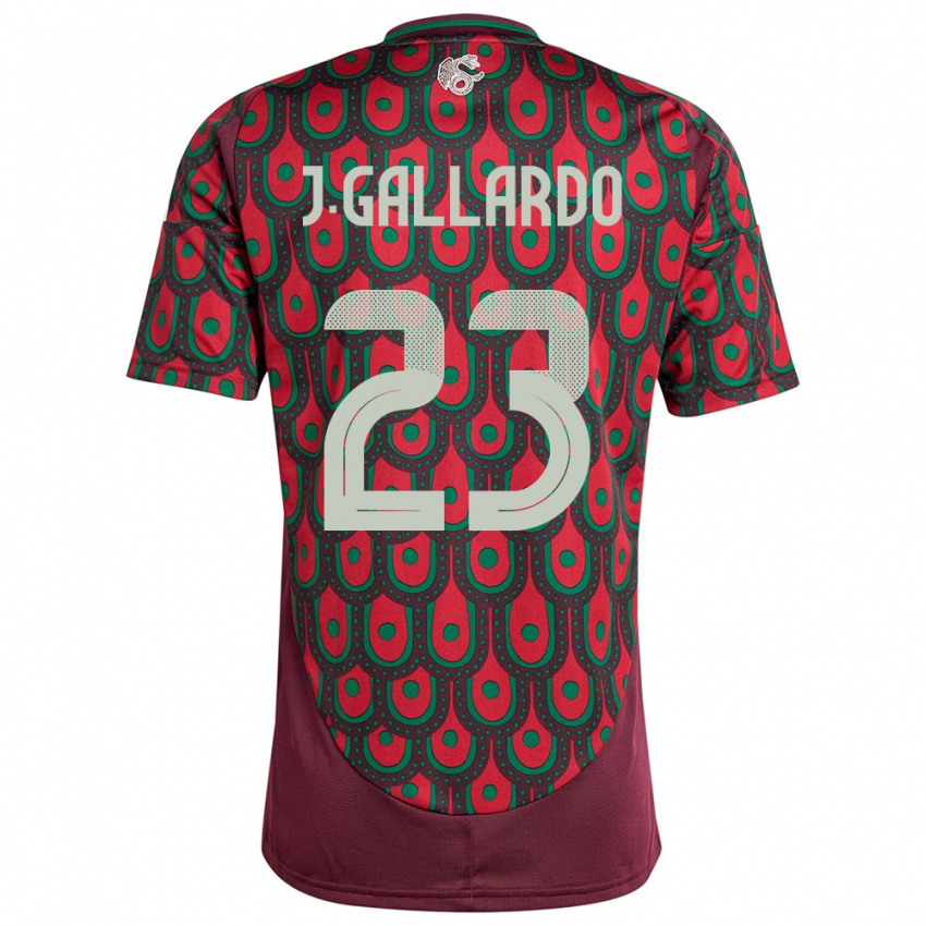 Børn Mexico Jesus Gallardo #23 Rødbrun Hjemmebane Spillertrøjer 24-26 Trøje T-Shirt