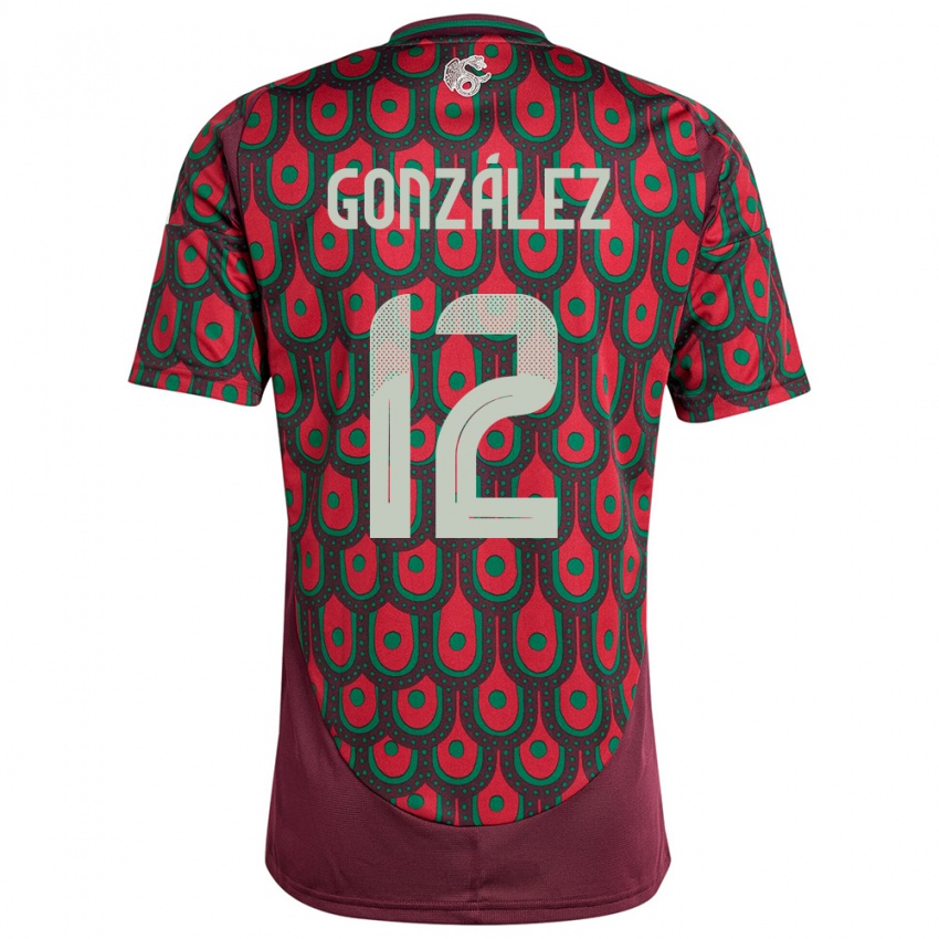 Børn Mexico Itzel Gonzalez #12 Rødbrun Hjemmebane Spillertrøjer 24-26 Trøje T-Shirt