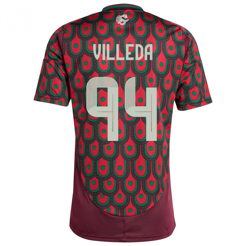 Børn Mexico Melany Villeda #94 Rødbrun Hjemmebane Spillertrøjer 24-26 Trøje T-Shirt