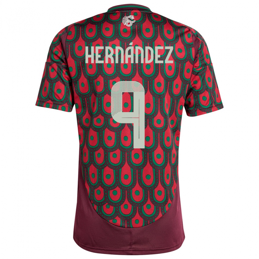 Børn Mexico Jesus Hernandez #9 Rødbrun Hjemmebane Spillertrøjer 24-26 Trøje T-Shirt