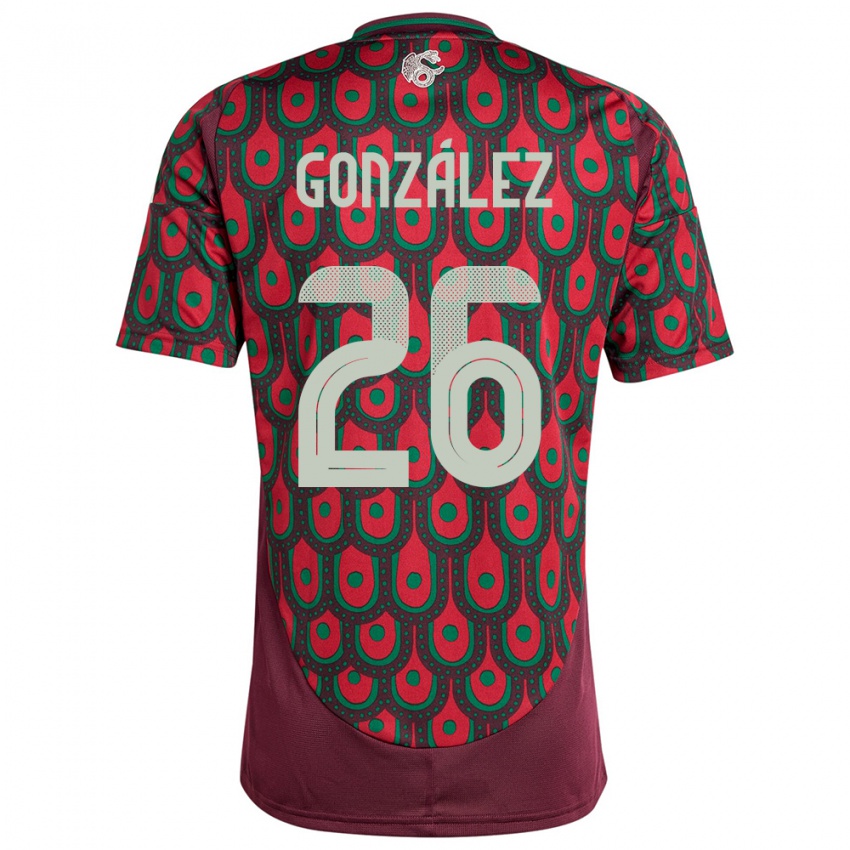 Børn Mexico Bryan Gonzalez #26 Rødbrun Hjemmebane Spillertrøjer 24-26 Trøje T-Shirt