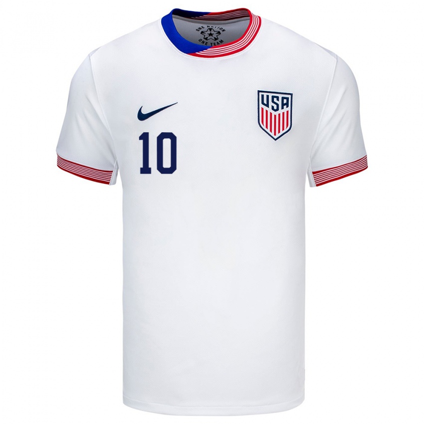 Børn Usa Christian Pulisic #10 Hvid Hjemmebane Spillertrøjer 24-26 Trøje T-Shirt