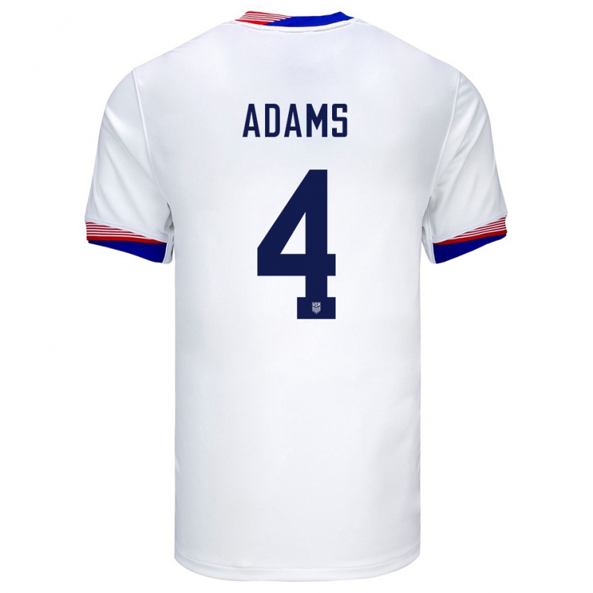 Børn Usa Tyler Adams #4 Hvid Hjemmebane Spillertrøjer 24-26 Trøje T-Shirt