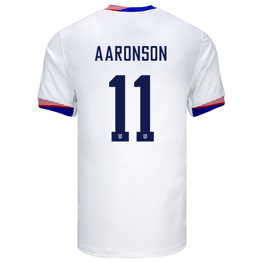 Børn Usa Brenden Aaronson #11 Hvid Hjemmebane Spillertrøjer 24-26 Trøje T-Shirt