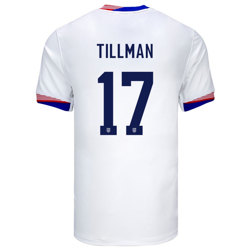 Børn Usa Malik Tillman #17 Hvid Hjemmebane Spillertrøjer 24-26 Trøje T-Shirt