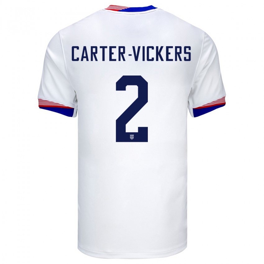 Børn Usa Cameron Carter-Vickers #2 Hvid Hjemmebane Spillertrøjer 24-26 Trøje T-Shirt