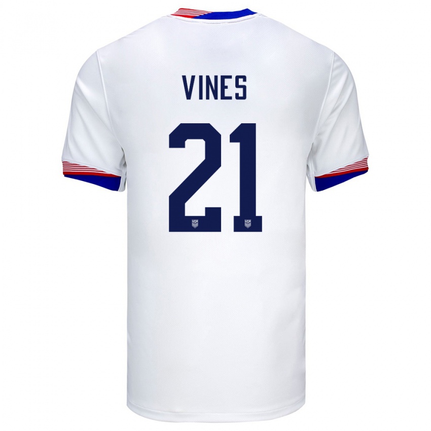 Børn Usa Sam Vines #21 Hvid Hjemmebane Spillertrøjer 24-26 Trøje T-Shirt