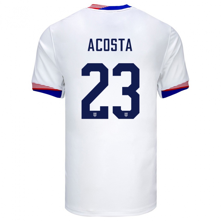 Børn Usa Kellyn Acosta #23 Hvid Hjemmebane Spillertrøjer 24-26 Trøje T-Shirt