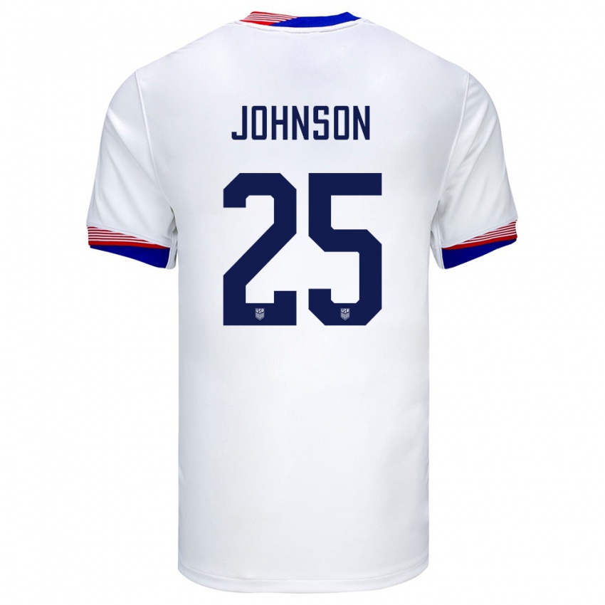 Børn Usa Sean Johnson #25 Hvid Hjemmebane Spillertrøjer 24-26 Trøje T-Shirt