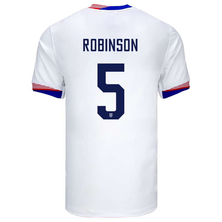 Børn Usa Antonee Robinson #5 Hvid Hjemmebane Spillertrøjer 24-26 Trøje T-Shirt