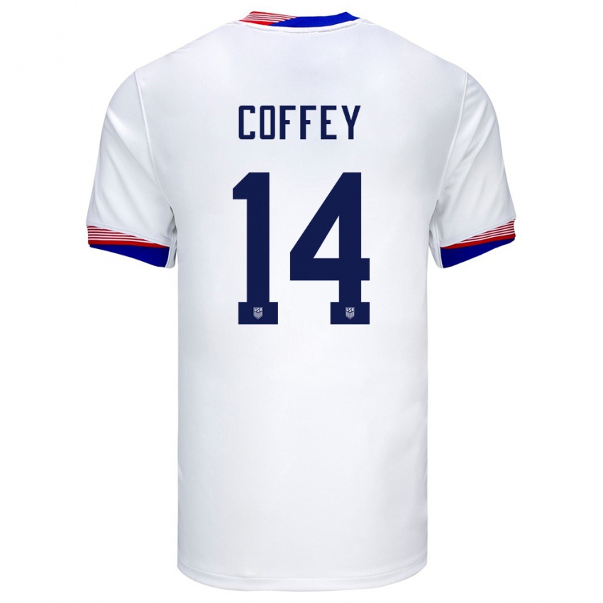 Børn Usa Sam Coffey #14 Hvid Hjemmebane Spillertrøjer 24-26 Trøje T-Shirt