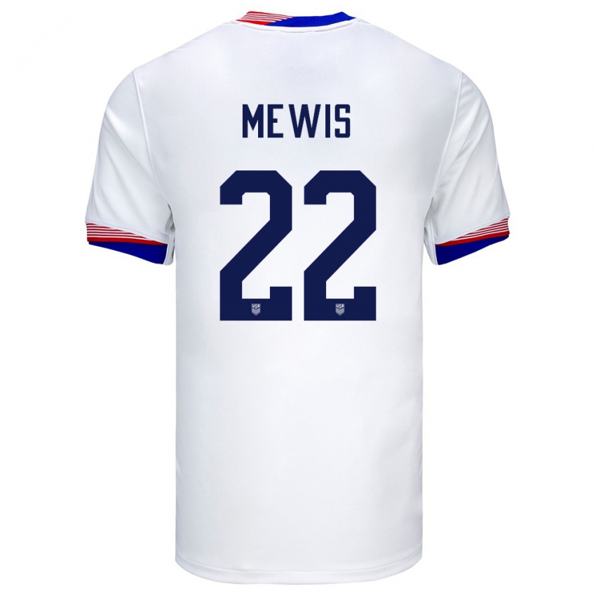 Børn Usa Kristie Mewis #22 Hvid Hjemmebane Spillertrøjer 24-26 Trøje T-Shirt