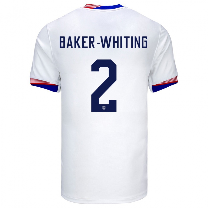 Børn Usa Reed Baker Whiting #2 Hvid Hjemmebane Spillertrøjer 24-26 Trøje T-Shirt