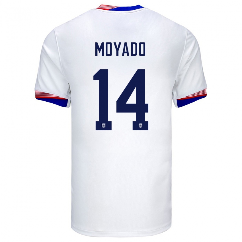 Børn Usa Bryan Moyado #14 Hvid Hjemmebane Spillertrøjer 24-26 Trøje T-Shirt