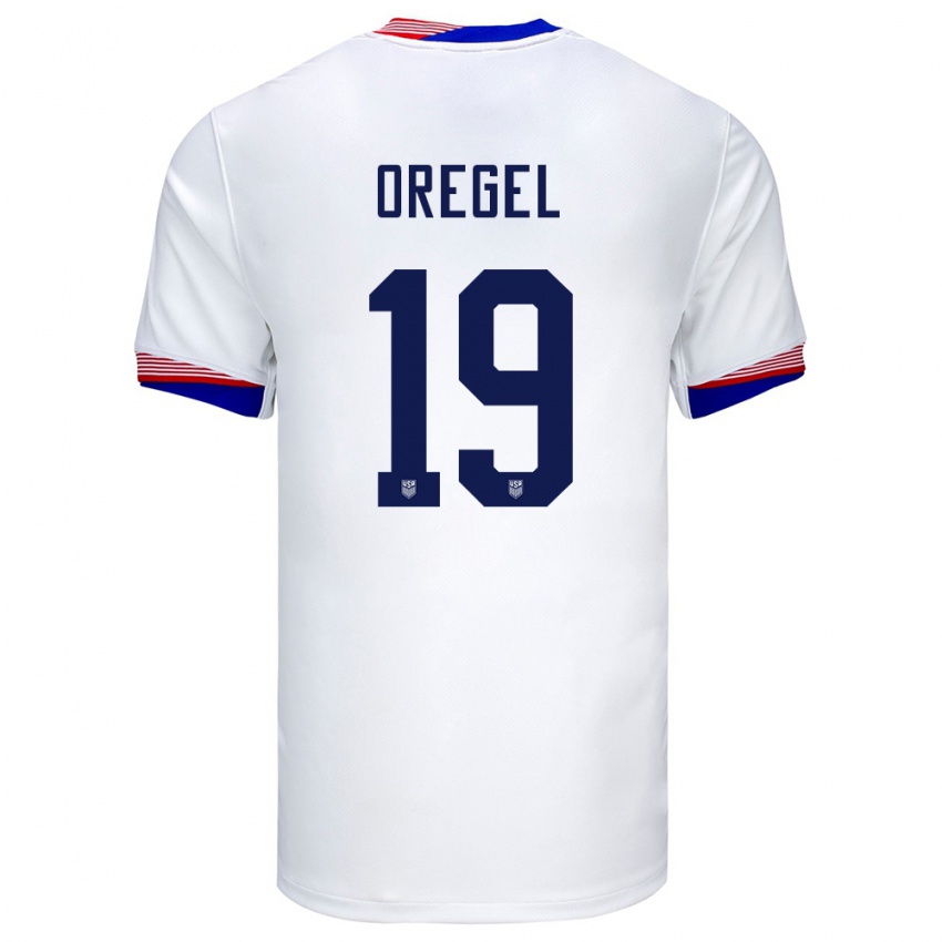 Børn Usa Sergio Oregel #19 Hvid Hjemmebane Spillertrøjer 24-26 Trøje T-Shirt