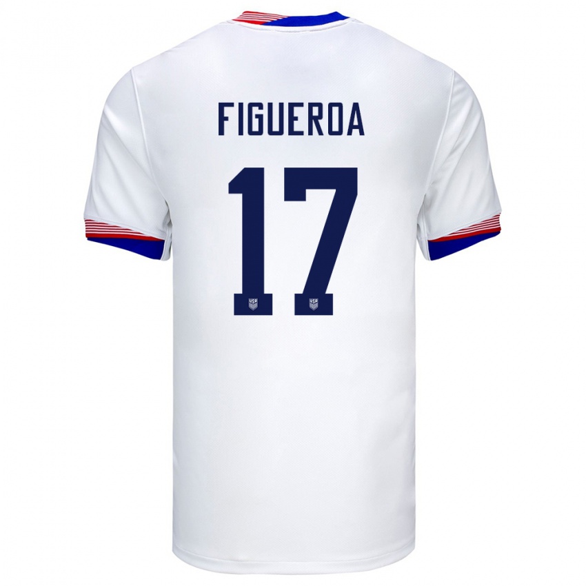 Børn Usa Keyrol Figueroa #17 Hvid Hjemmebane Spillertrøjer 24-26 Trøje T-Shirt