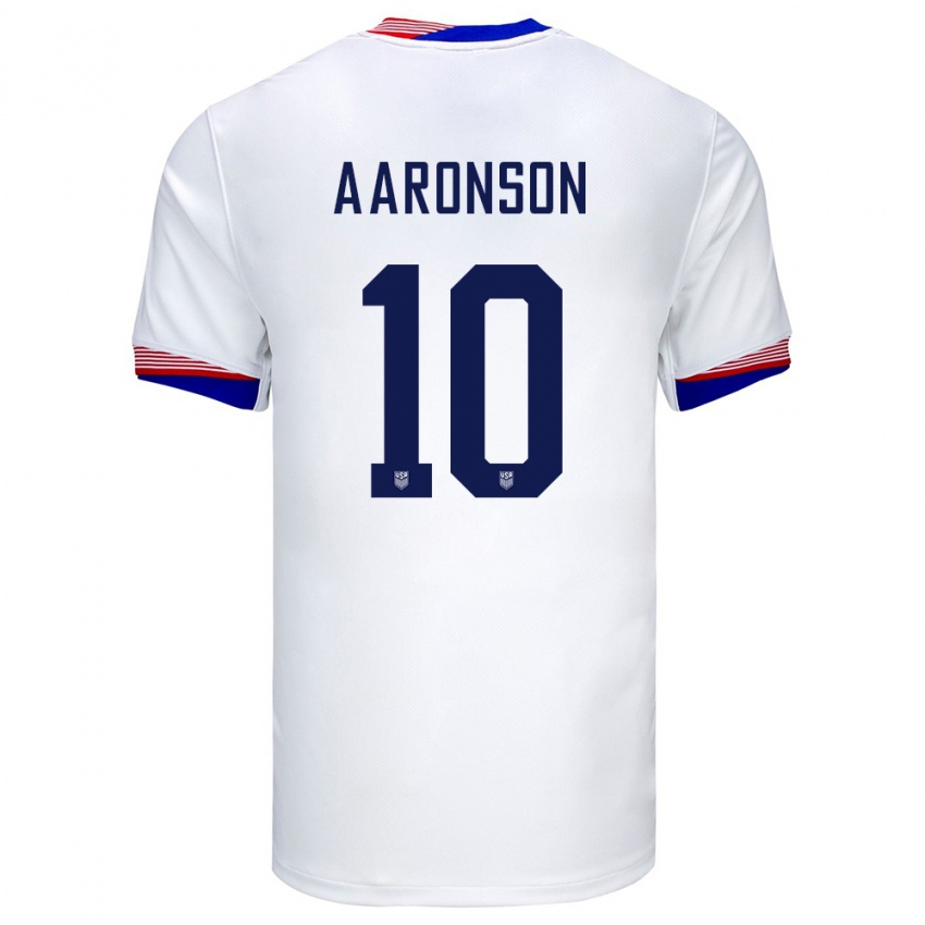 Børn Usa Paxten Aaronson #10 Hvid Hjemmebane Spillertrøjer 24-26 Trøje T-Shirt