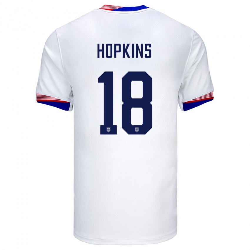 Børn Usa Jackson Hopkins #18 Hvid Hjemmebane Spillertrøjer 24-26 Trøje T-Shirt