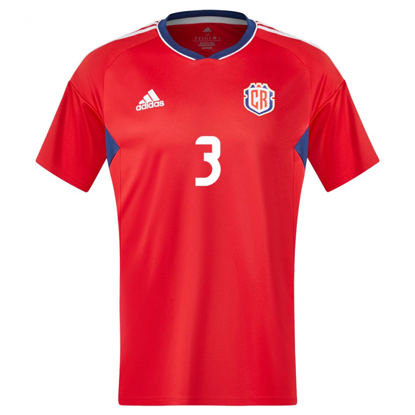 Børn Costa Rica Maria Coto #3 Rød Hjemmebane Spillertrøjer 24-26 Trøje T-Shirt