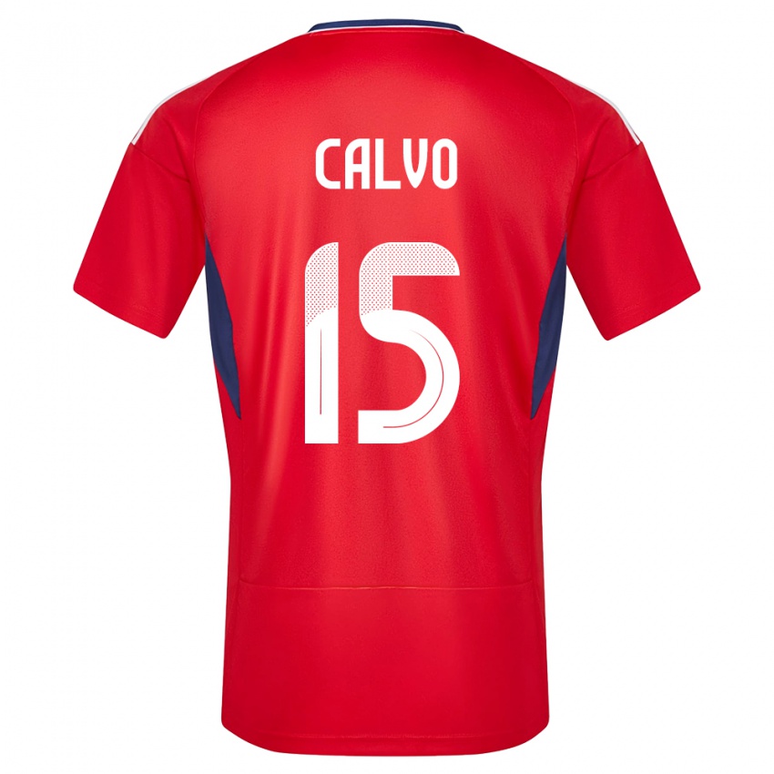 Børn Costa Rica Francisco Calvo #15 Rød Hjemmebane Spillertrøjer 24-26 Trøje T-Shirt