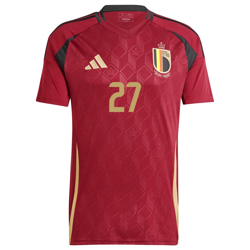 Børn Belgien Jason Denayer #27 Bourgogne Hjemmebane Spillertrøjer 24-26 Trøje T-Shirt