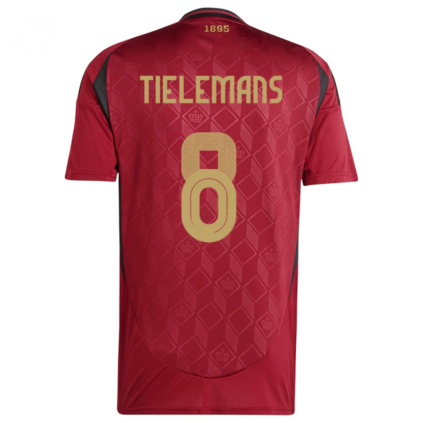Børn Belgien Youri Tielemans #8 Bourgogne Hjemmebane Spillertrøjer 24-26 Trøje T-Shirt