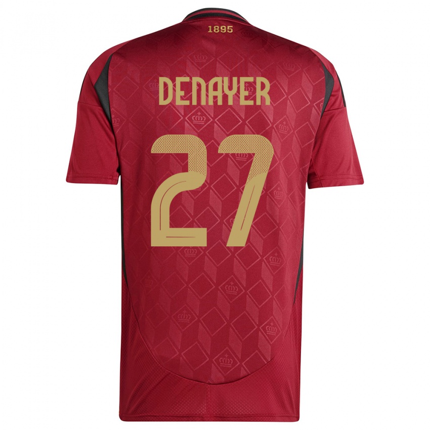 Børn Belgien Jason Denayer #27 Bourgogne Hjemmebane Spillertrøjer 24-26 Trøje T-Shirt
