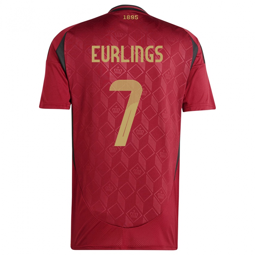 Børn Belgien Hannah Eurlings #7 Bourgogne Hjemmebane Spillertrøjer 24-26 Trøje T-Shirt