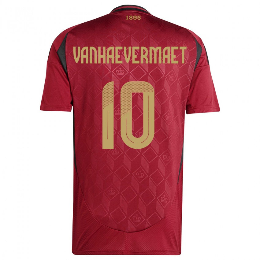 Børn Belgien Justine Vanhaevermaet #10 Bourgogne Hjemmebane Spillertrøjer 24-26 Trøje T-Shirt